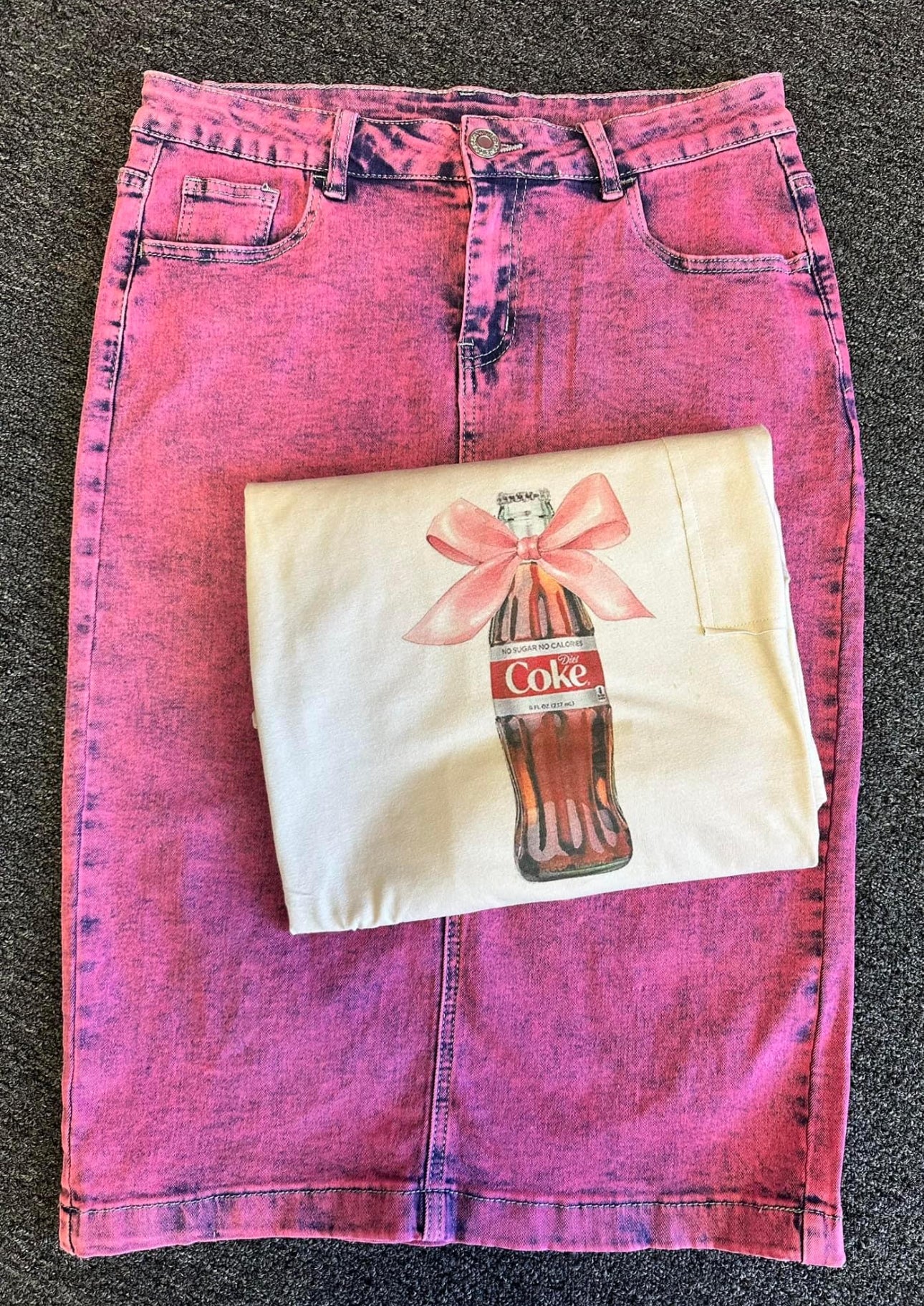 Pink Retro Denim skirt