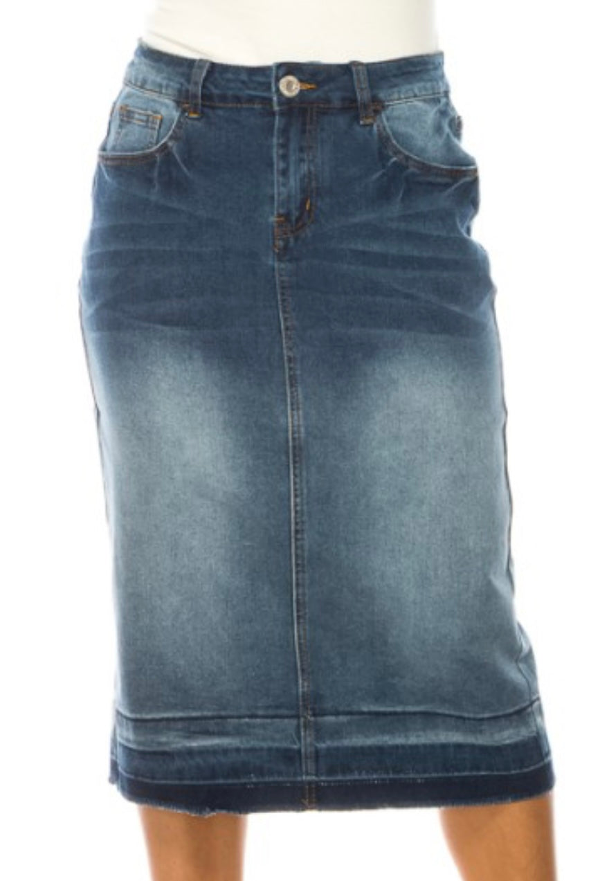 Midi denim skirt