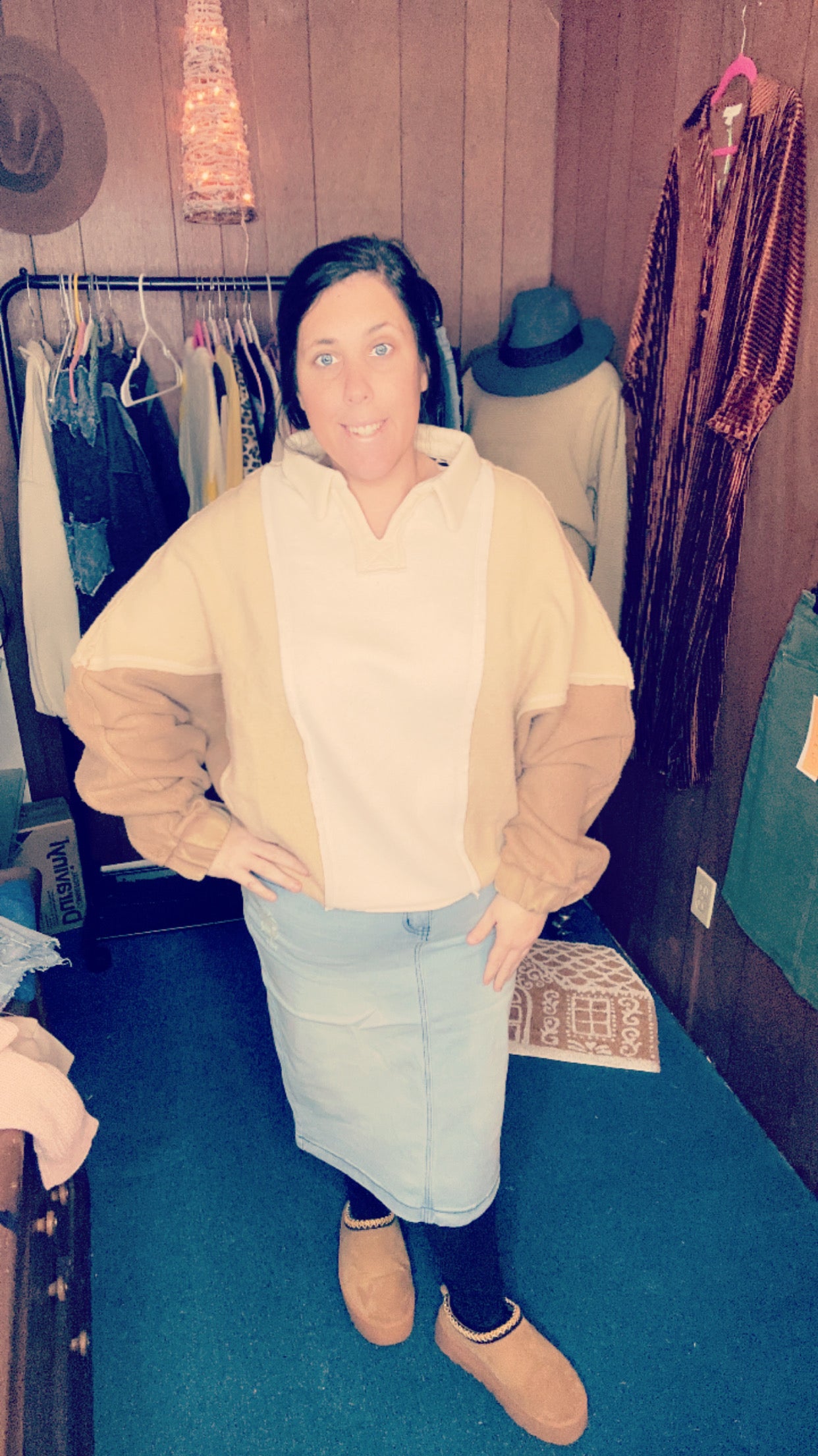 Color block Oversized knit Top