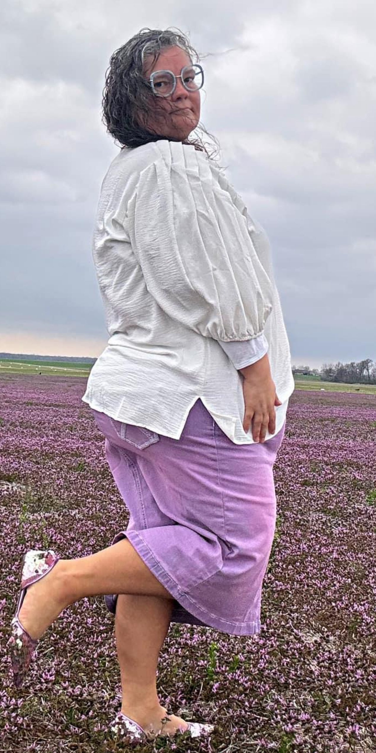 Purple Retro Denim skirt