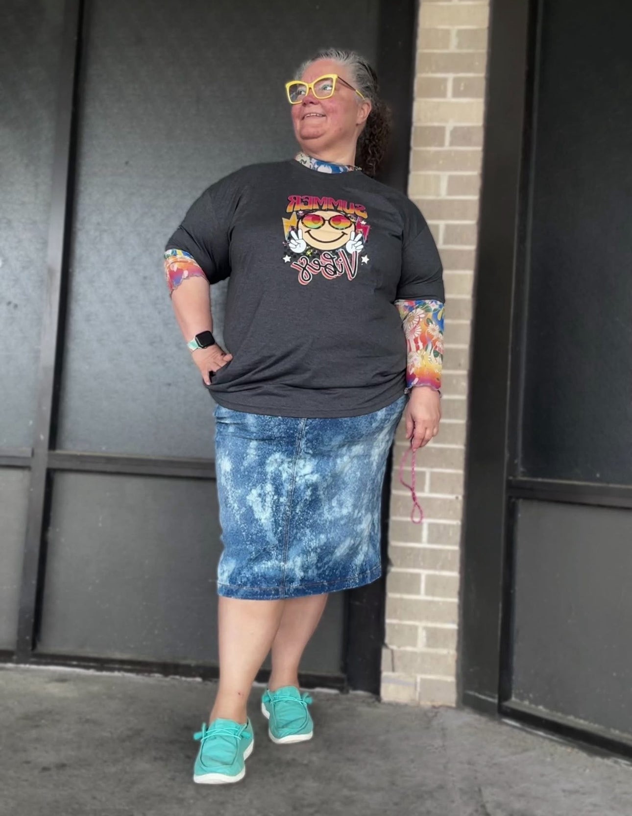 Speckle Storm denim skirt