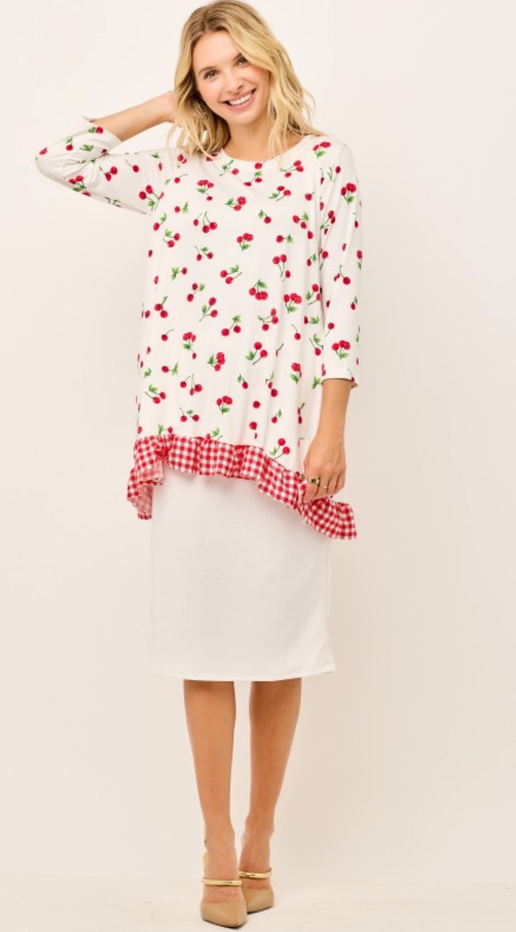 Cherry ruffle top