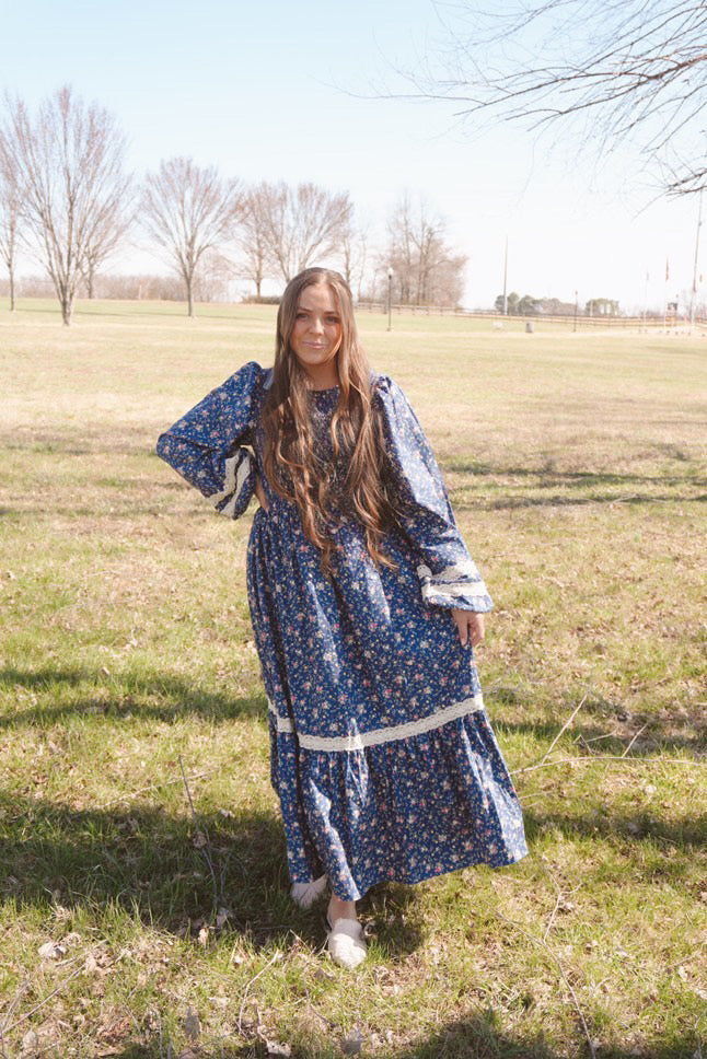 Navy floral maxi dress