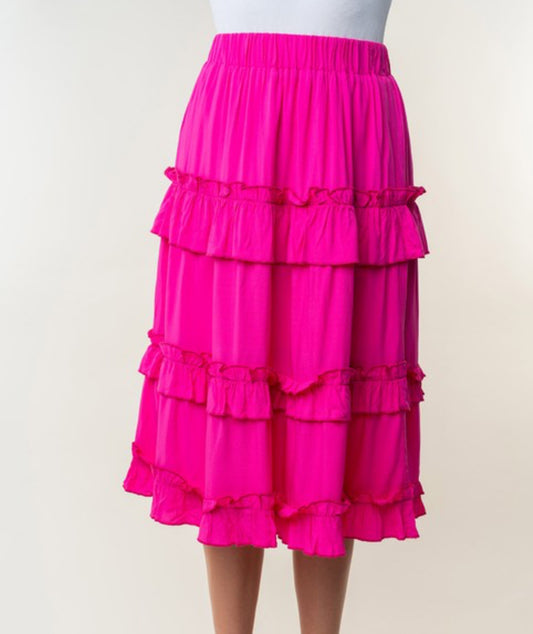 Hot pink ruffle skirt