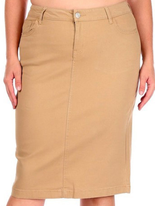 Khaki midi skirt