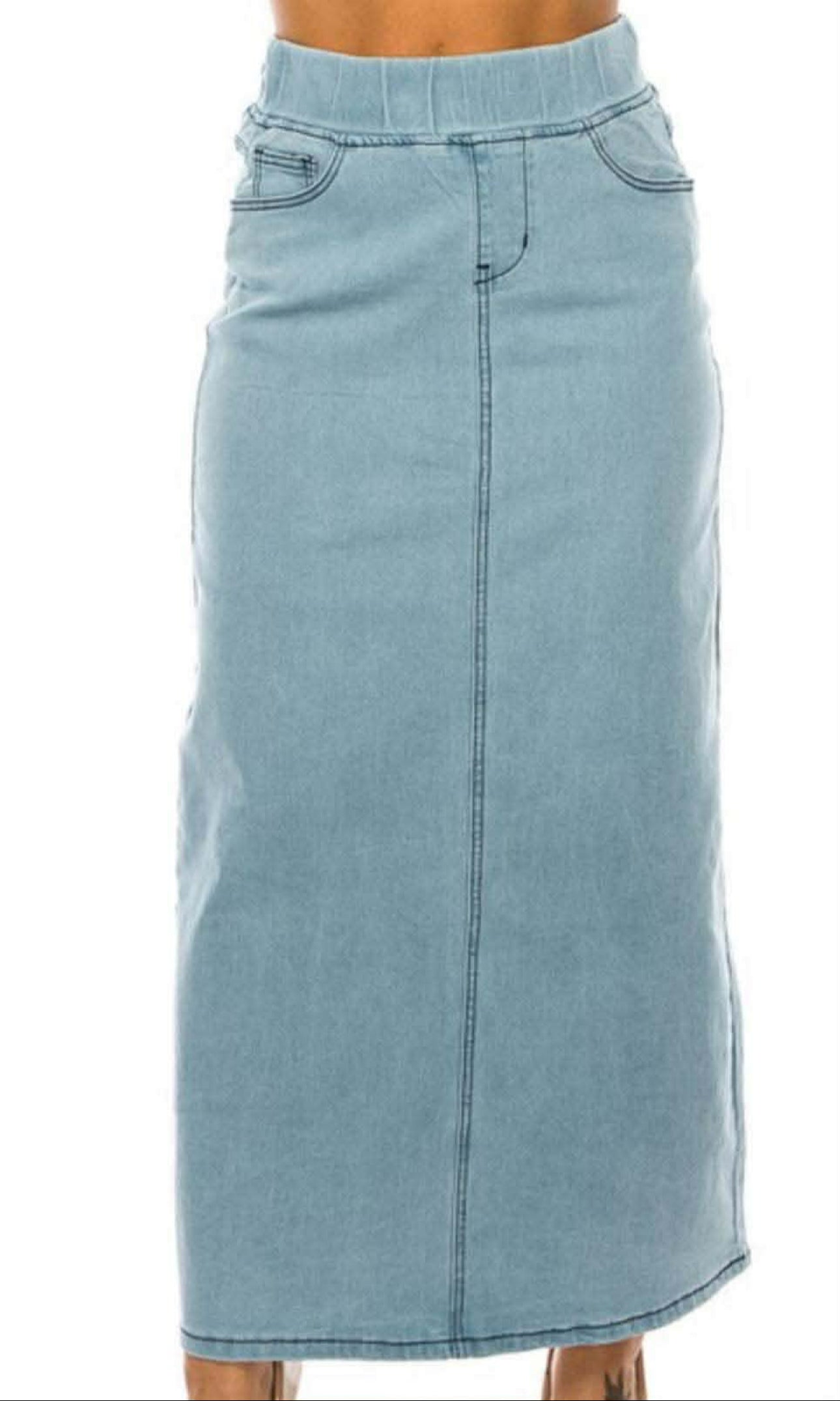 Snow wash maxi denim