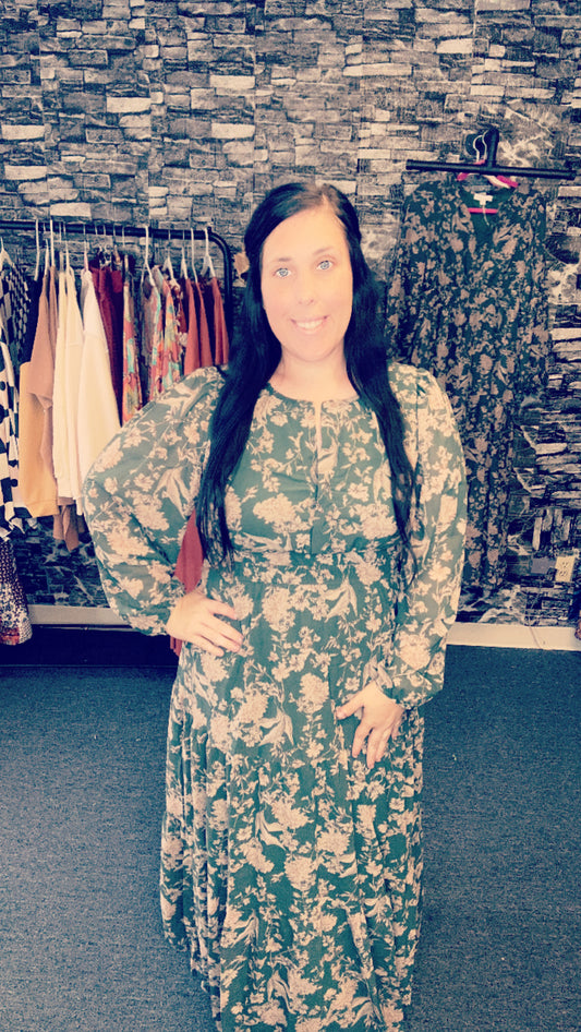Green Floral maxi dress