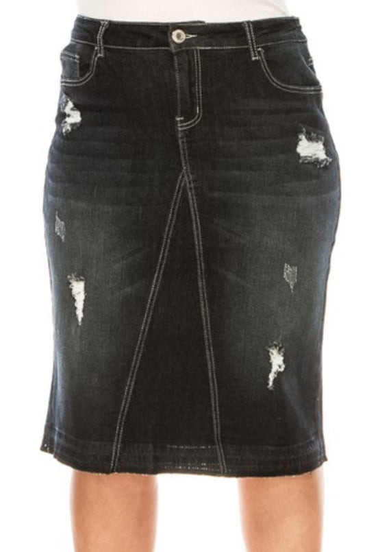 Black Wash denim skirt