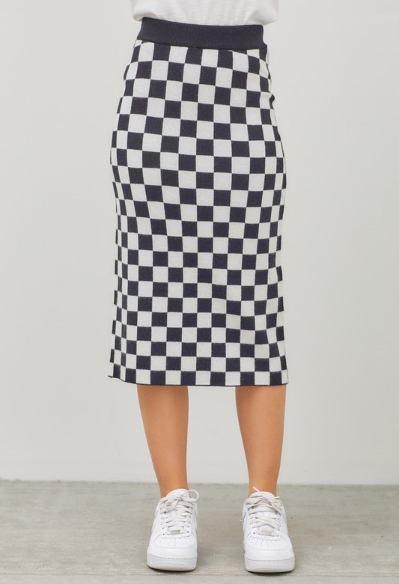 Checkered midi skirt