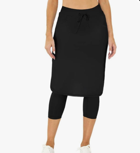 Black athletic skirt with leggings