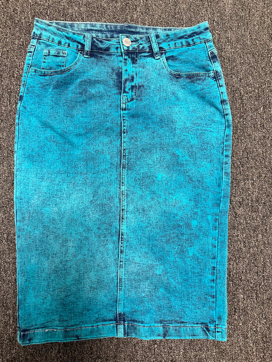 Teal Retro Denim skirt