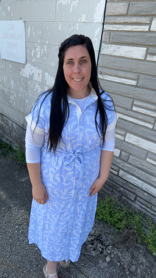 Baby blue embroidery maxi dress