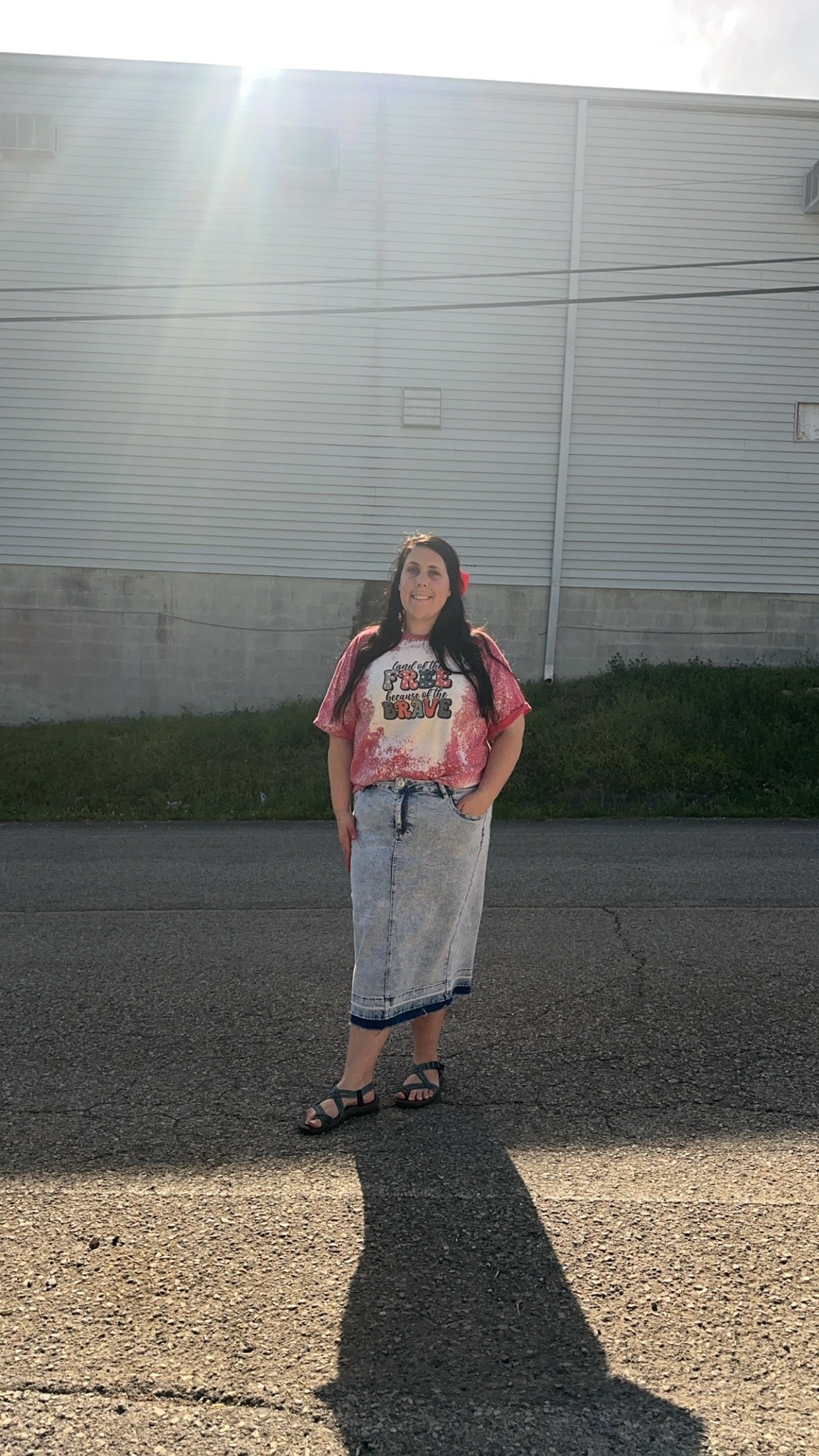 Sand wash denim skirt