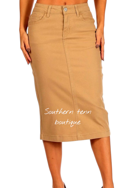 Khaki Denim skirt